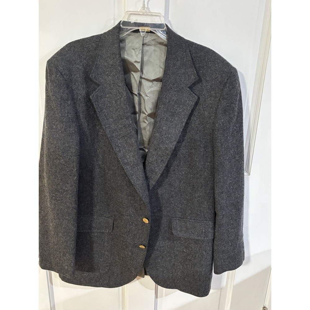 Vintage American Trend Gray Wool Sports Coat 42R Gold Buttons‎
